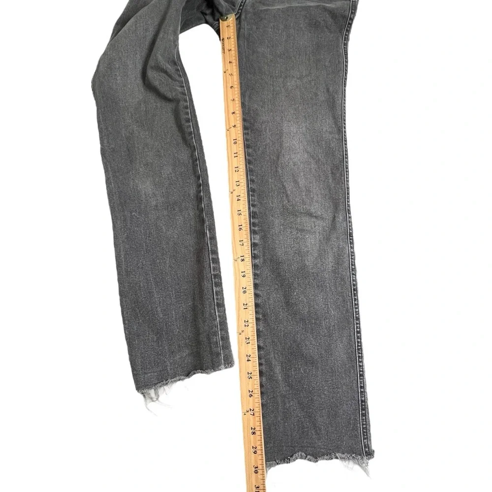 Free People Womens 27 Gray Straight Leg Fringe Hem High Rise‎ Jeans